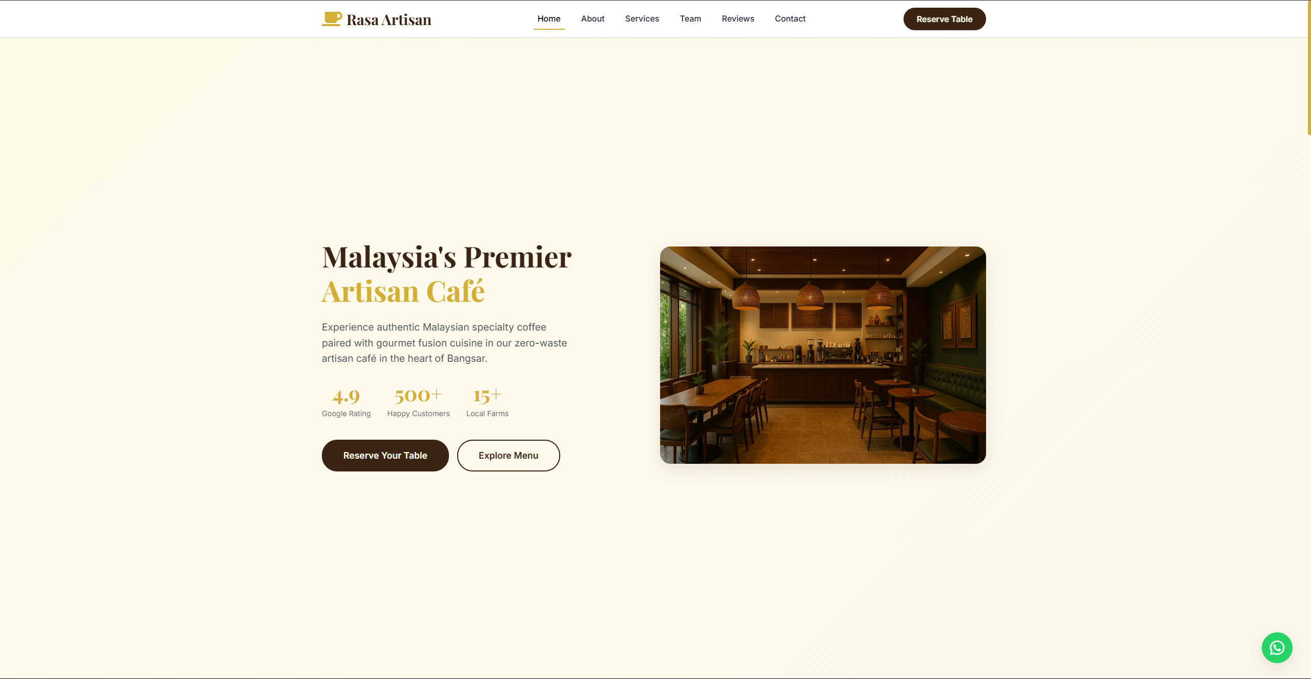 Landing Page for Rasa Artisan